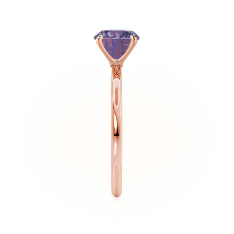 LULU - Chatham® Oval Alexandrite 18k Rose Gold Petite Solitaire Ring