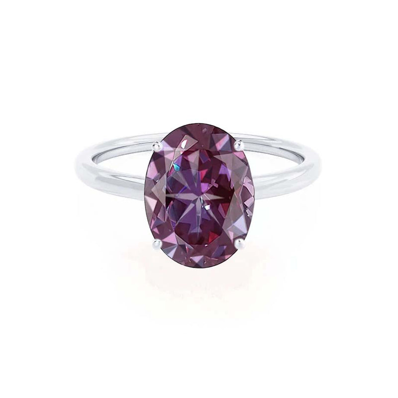 LULU - Chatham® Oval Alexandrite 18k White Gold Petite Solitaire Ring