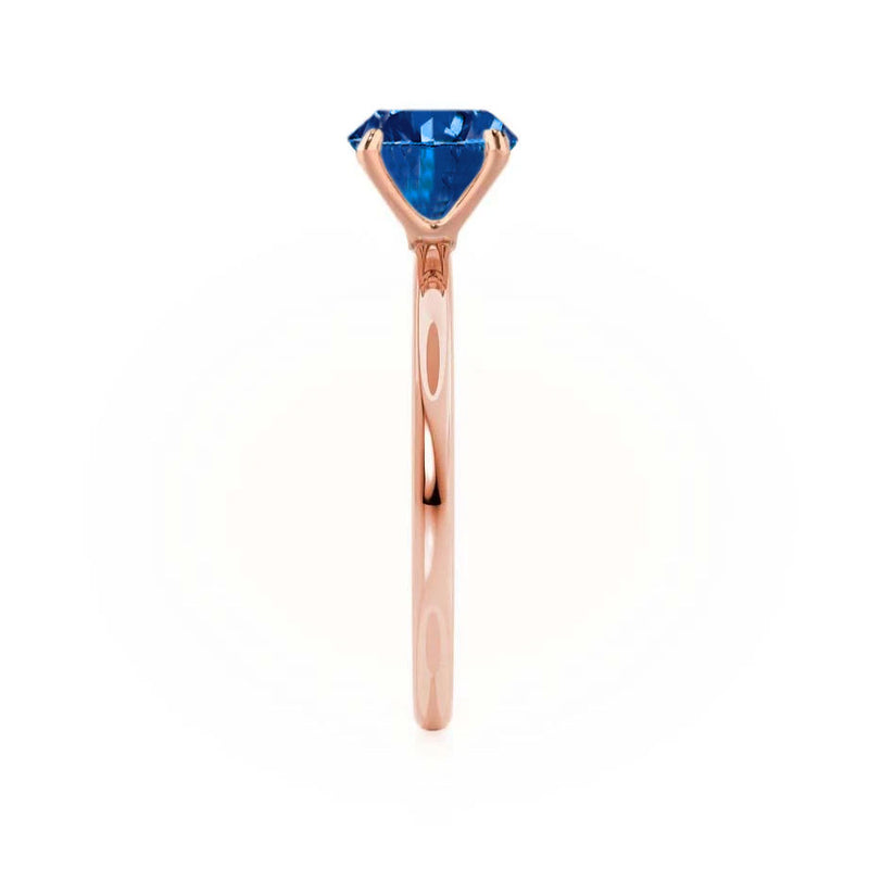 LULU - Chatham® Oval Blue Sapphire 18k Rose Gold Petite Solitaire Ring