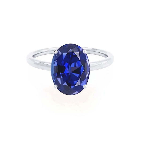 LULU - Chatham® Oval Blue Sapphire 950 Platinum Petite Solitaire Ring