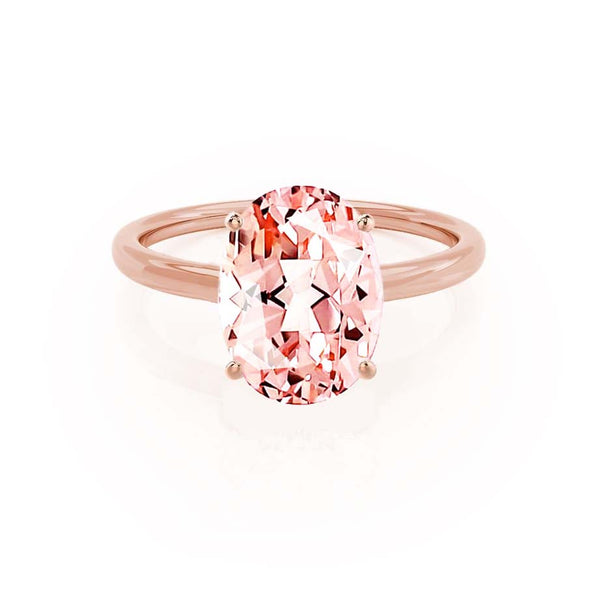 LULU - Chatham® Oval Champagne Sapphire 18k Rose Gold Petite Solitaire Ring