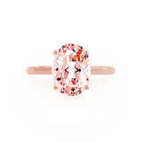 LULU - Chatham® Oval Champagne Sapphire 18k Rose Gold Petite Solitaire Ring