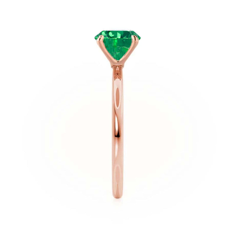 LULU - Chatham® Oval Emerald 18k Rose Gold Petite Solitaire Ring