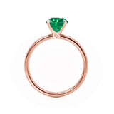 LULU - Chatham® Oval Emerald 18k Rose Gold Petite Solitaire Ring