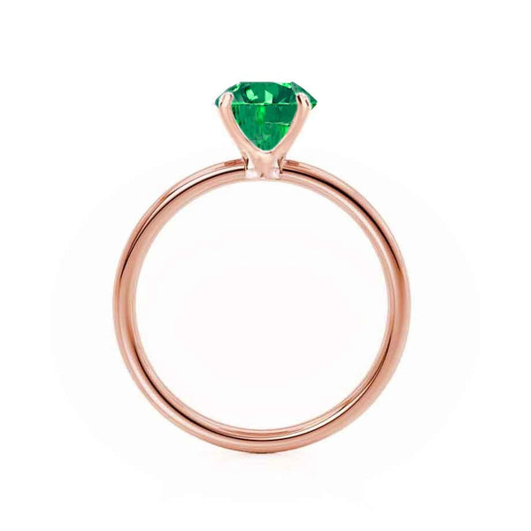 LULU - Chatham® Oval Emerald 18k Rose Gold Petite Solitaire Ring