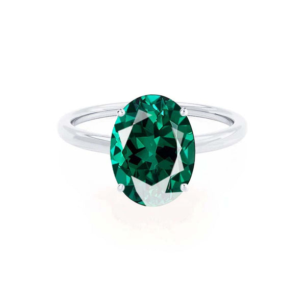 LULU - Chatham® Oval Emerald 950 Platinum Petite Solitaire Ring