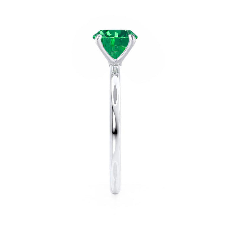 LULU - Chatham® Oval Emerald 18k White Gold Petite Solitaire Ring