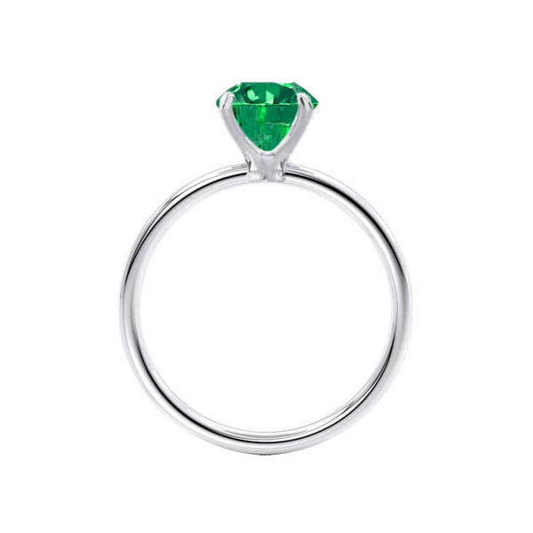 LULU - Chatham® Oval Emerald 950 Platinum Petite Solitaire Ring