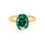 LULU - Chatham® Oval Emerald 18k Yellow Gold Petite Solitaire Ring