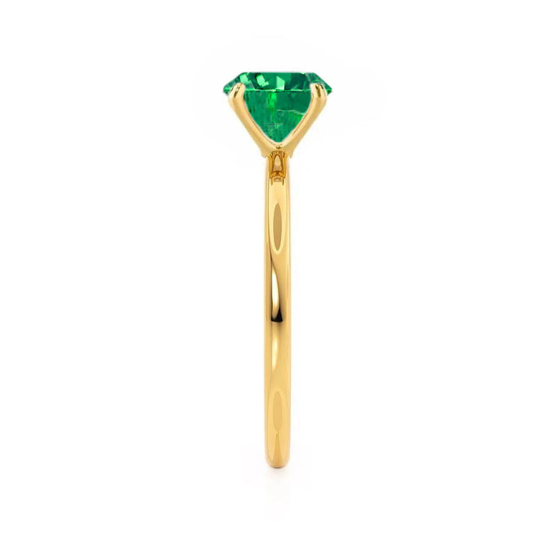 LULU - Chatham® Oval Emerald 18k Yellow Gold Petite Solitaire Ring