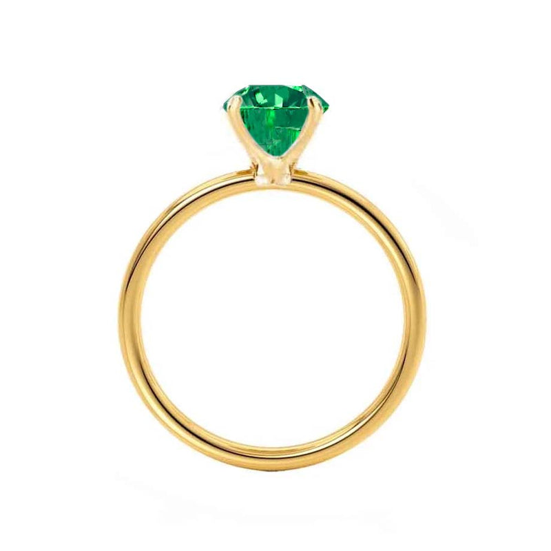 LULU - Chatham® Oval Emerald 18k Yellow Gold Petite Solitaire Ring