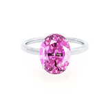 LULU - Chatham® Oval Pink Sapphire 950 Platinum Petite Solitaire Ring