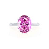 LULU - Chatham® Oval Pink Sapphire 950 Platinum Petite Solitaire Ring