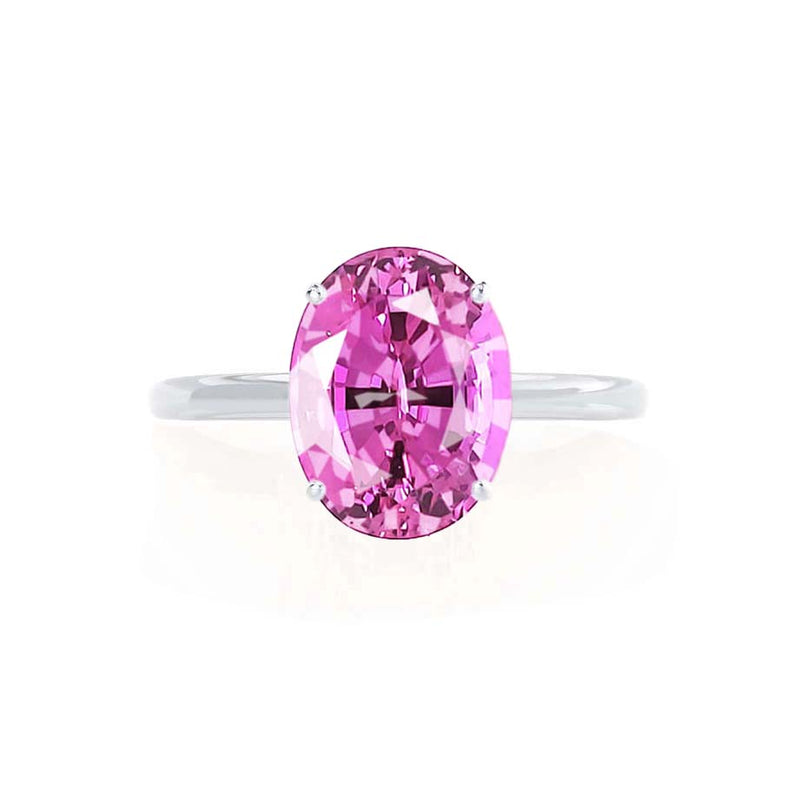 LULU - Chatham® Oval Pink Sapphire 950 Platinum Petite Solitaire Ring