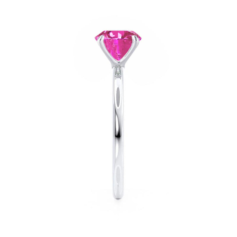 LULU - Chatham® Oval Pink Sapphire 950 Platinum Petite Solitaire Ring