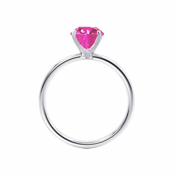 LULU - Chatham® Oval Pink Sapphire 18k White Gold Petite Solitaire Ring