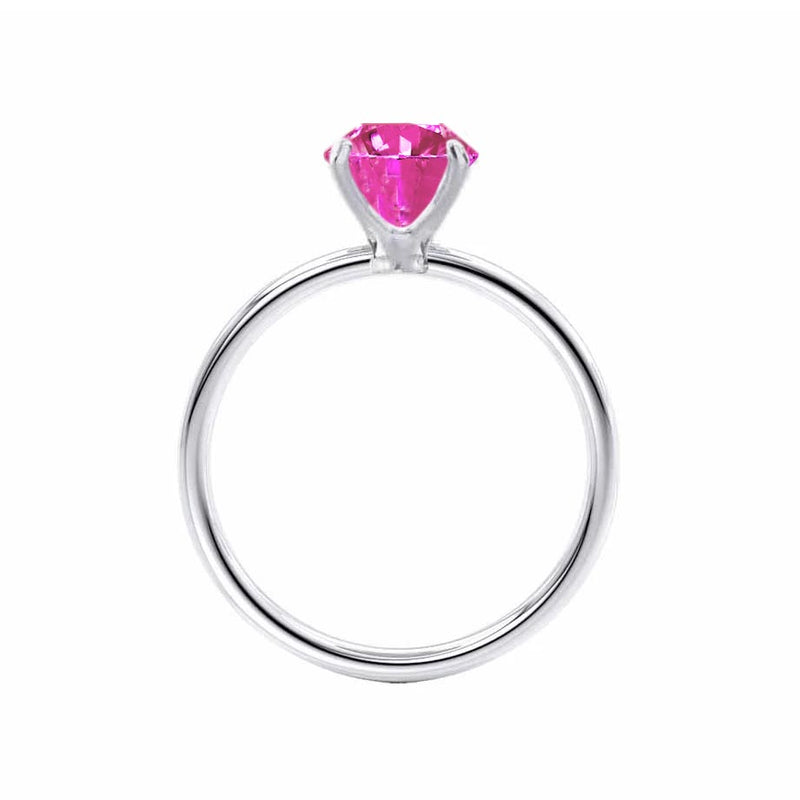 LULU - Chatham® Oval Pink Sapphire 950 Platinum Petite Solitaire Ring