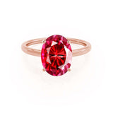 LULU - Chatham® Oval Ruby 18k Rose Gold Petite Solitaire Ring