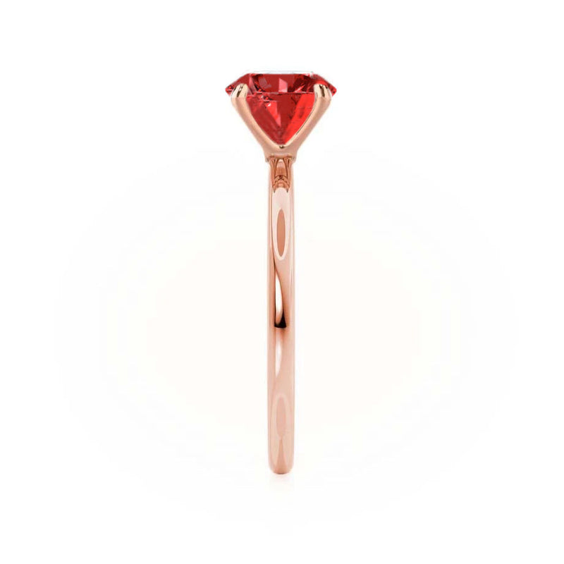 LULU - Chatham® Oval Ruby 18k Rose Gold Petite Solitaire Ring