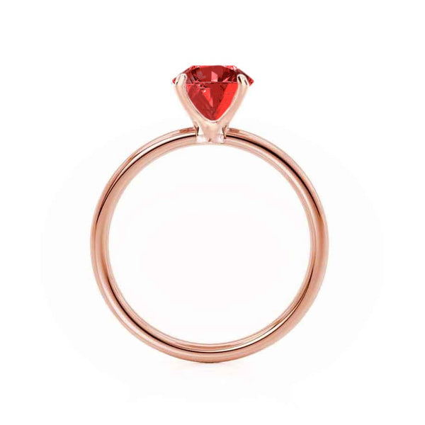 LULU - Chatham® Oval Ruby 18k Rose Gold Petite Solitaire Ring