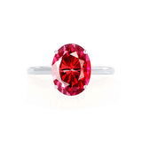 LULU - Chatham® Oval Ruby 950 Platinum Petite Solitaire Ring