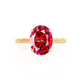 LULU - Chatham® Oval Ruby 18k Yellow Gold Petite Solitaire Ring