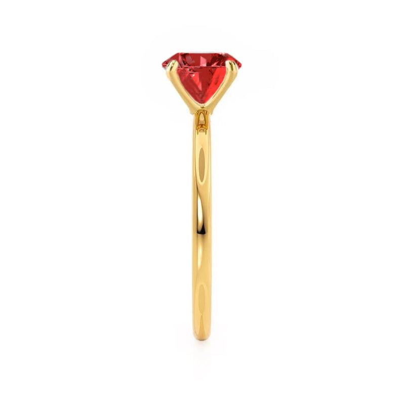 LULU - Chatham® Oval Ruby 18k Yellow Gold Petite Solitaire Ring