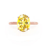 LULU - Chatham® Oval Yellow Sapphire 18k Rose Gold Petite Solitaire Ring