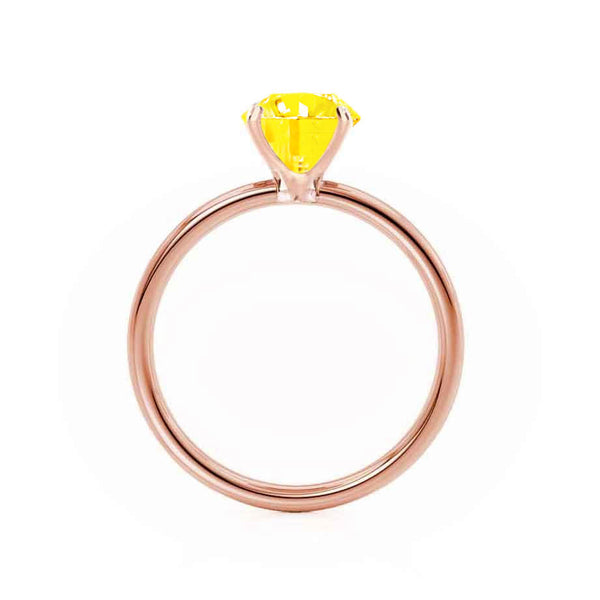 LULU - Chatham® Oval Yellow Sapphire 18k Rose Gold Petite Solitaire Ring