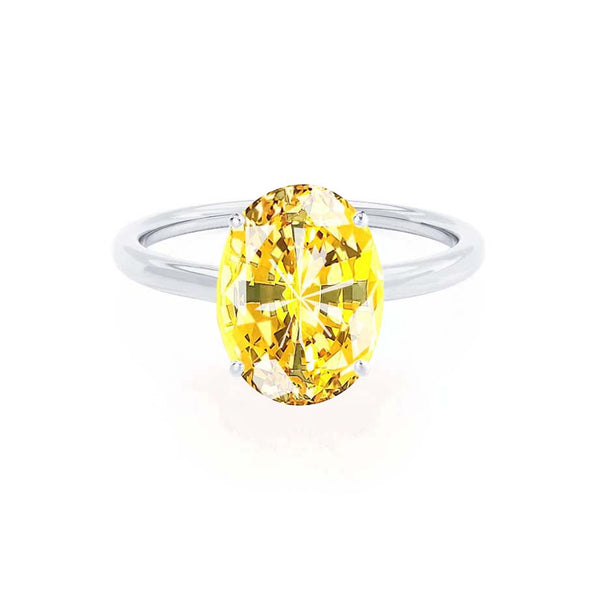 LULU - Chatham® Oval Yellow Sapphire 18k White Gold Petite Solitaire Ring