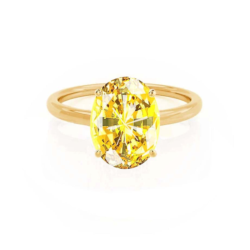 LULU - Chatham® Oval Yellow Sapphire 18k Yellow Gold Petite Solitaire Ring