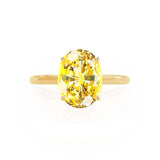 LULU - Chatham® Oval Yellow Sapphire 18k Yellow Gold Petite Solitaire Ring