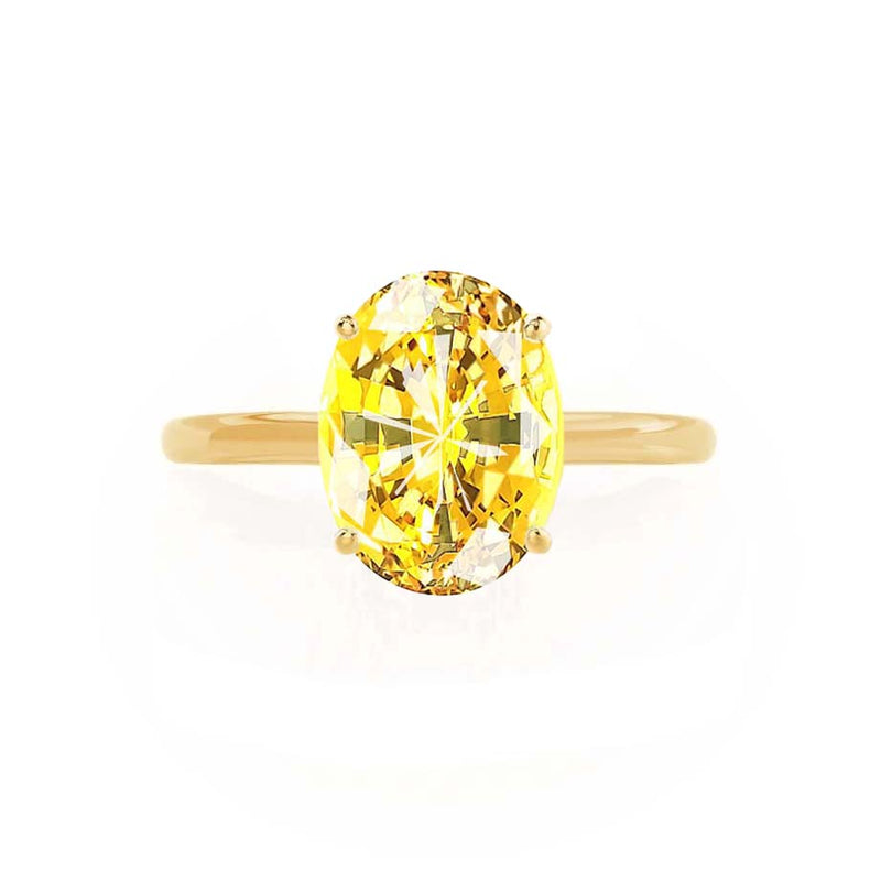 LULU - Chatham® Oval Yellow Sapphire 18k Yellow Gold Petite Solitaire Ring