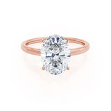 LULU - Oval natural Diamond 18k Rose Gold Petite Solitaire Engagement Ring Lily Arkwright