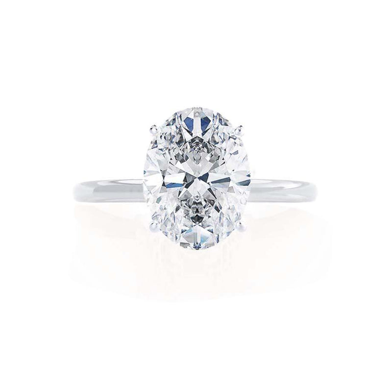 LULU - Oval natural Diamond Platinum Petite Solitaire Engagement Ring Lily Arkwright