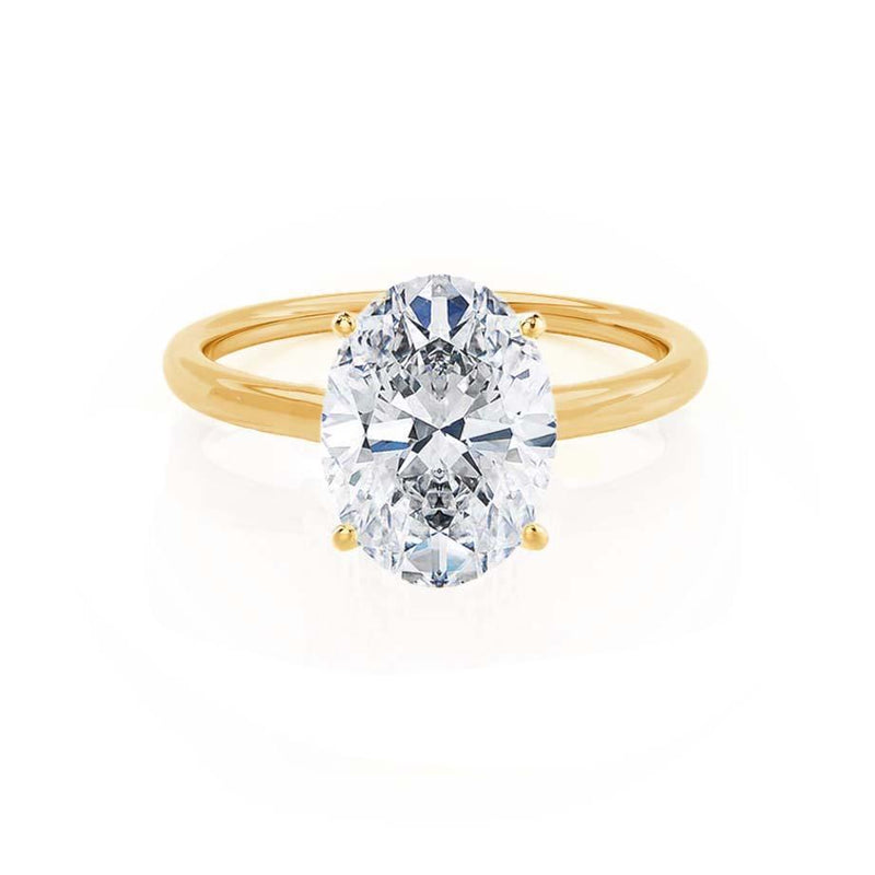 LULU - Oval natural Diamond 18k Yellow Gold Petite Solitaire Engagement Ring Lily Arkwright