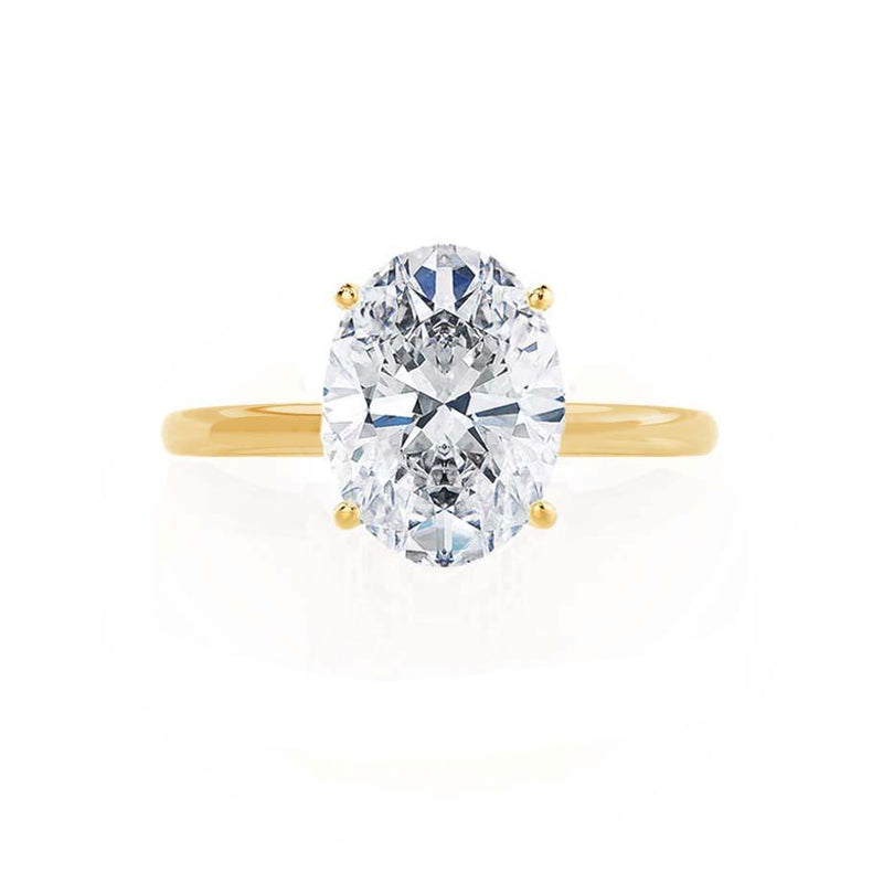 LULU - Oval natural Diamond 18k Yellow Gold Petite Solitaire Engagement Ring Lily Arkwright