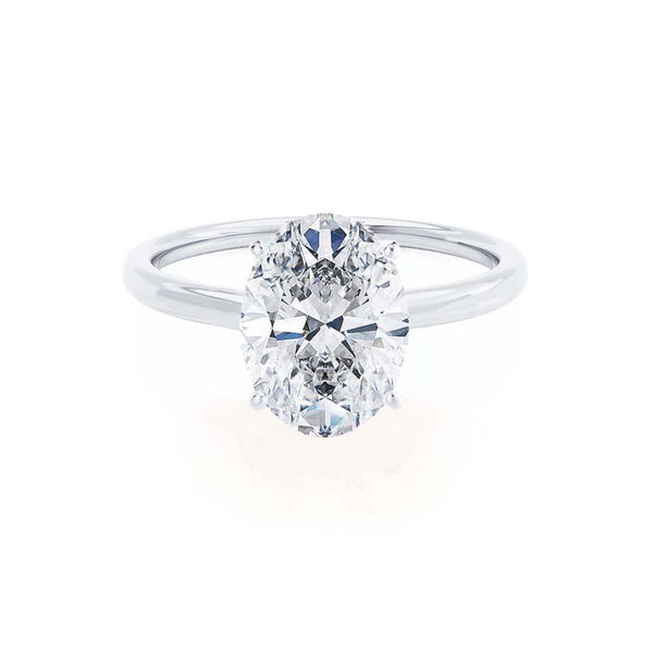 LULU - Oval natural Diamond Platinum Petite Solitaire Engagement Ring Lily Arkwright