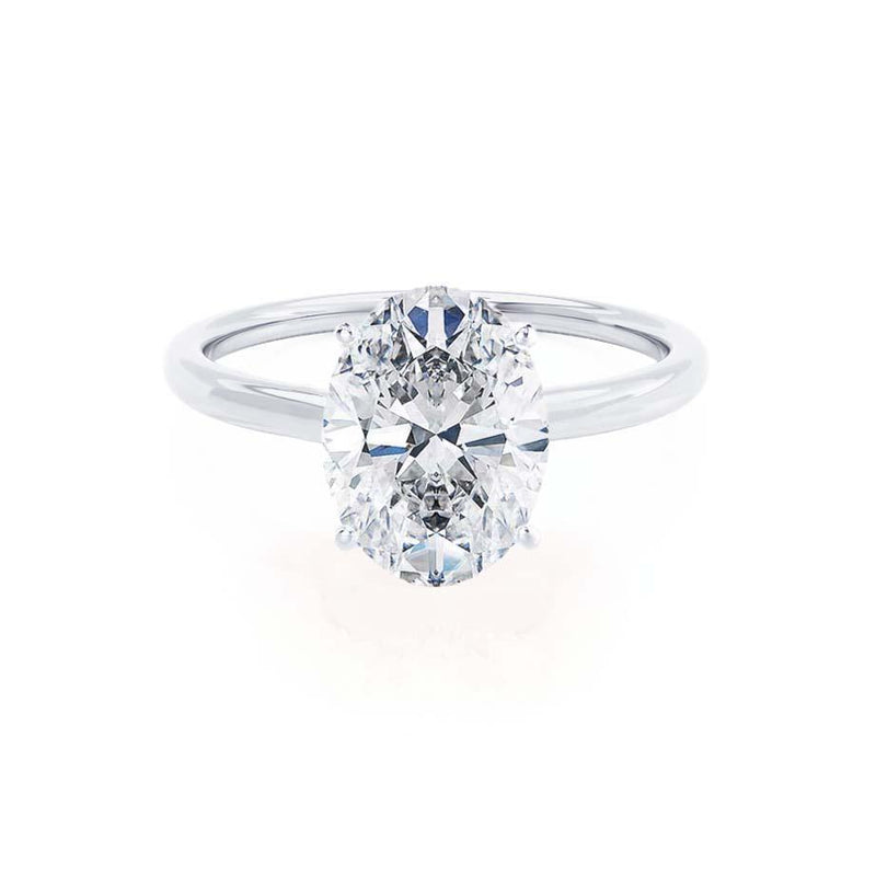 LULU - Oval natural Diamond Platinum Petite Solitaire Engagement Ring Lily Arkwright