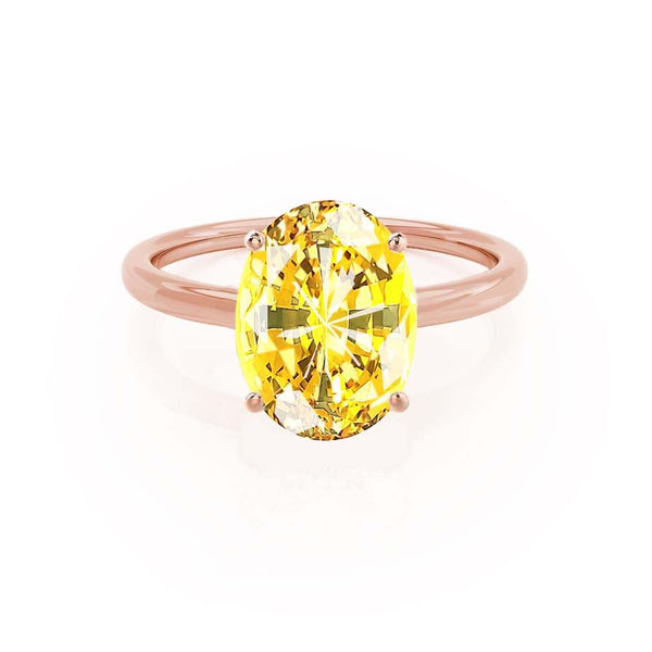 LULU - Chatham® Oval Yellow Sapphire 18k Rose Gold Petite Solitaire Ring