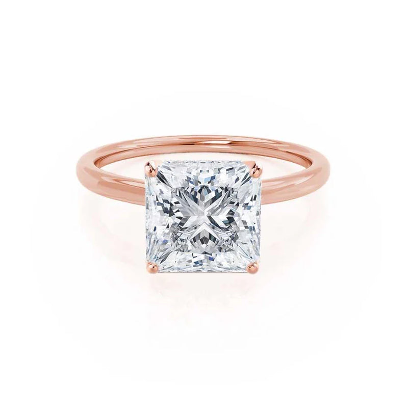 LULU - Princess Lab Diamond 18k Rose Gold Petite Solitaire