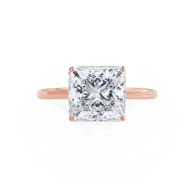 LULU - Princess Lab Diamond 18k Rose Gold Petite Solitaire