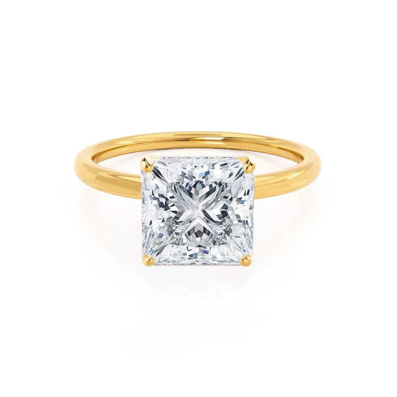 LULU - Princess Lab Diamond 18k Yellow Gold Petite Solitaire