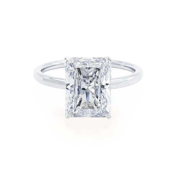 LULU - Radiant Natural Diamond 18k White Gold Solitaire Engagement Ring Lily Arkwright