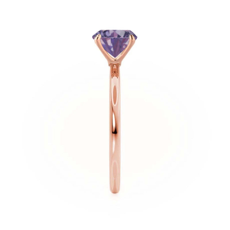 LULU - Chatham® Cushion Alexandrite 18k Rose Gold Petite Solitaire Ring