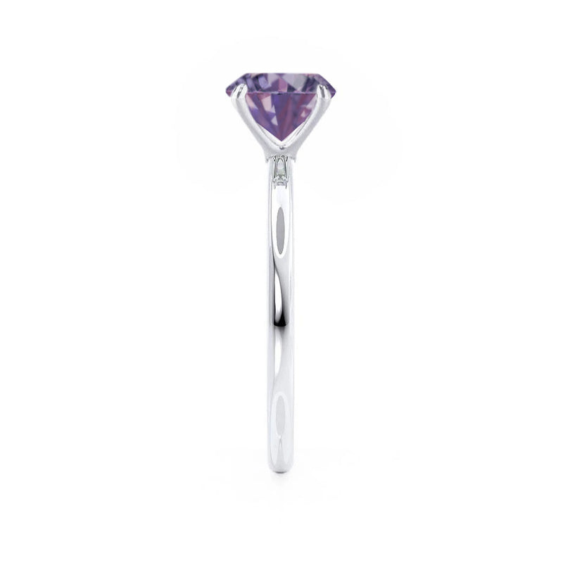 LULU - Chatham® Cushion Alexandrite 18k White Gold Petite Solitaire Ring