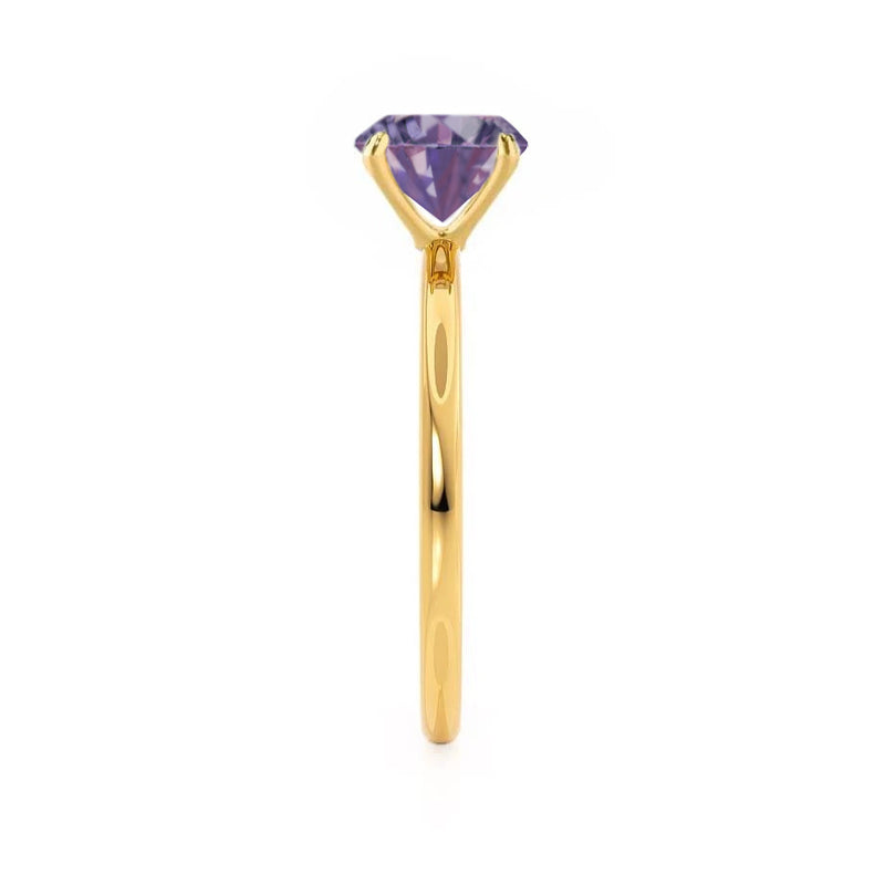 LULU - Chatham® Cushion Alexandrite 18k Yellow Gold Petite Solitaire Ring