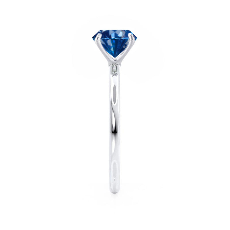 LULU - Chatham® Cushion Blue Sapphire 950 Platinum Petite Solitaire Ring