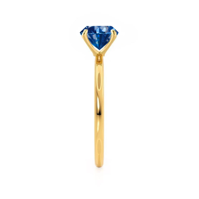 LULU - Chatham® Cushion Blue Sapphire 18k Yellow Gold Petite Solitaire Ring