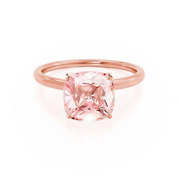 LULU - Chatham® Cushion Champagne Sapphire 18k Rose Gold Petite Solitaire Ring